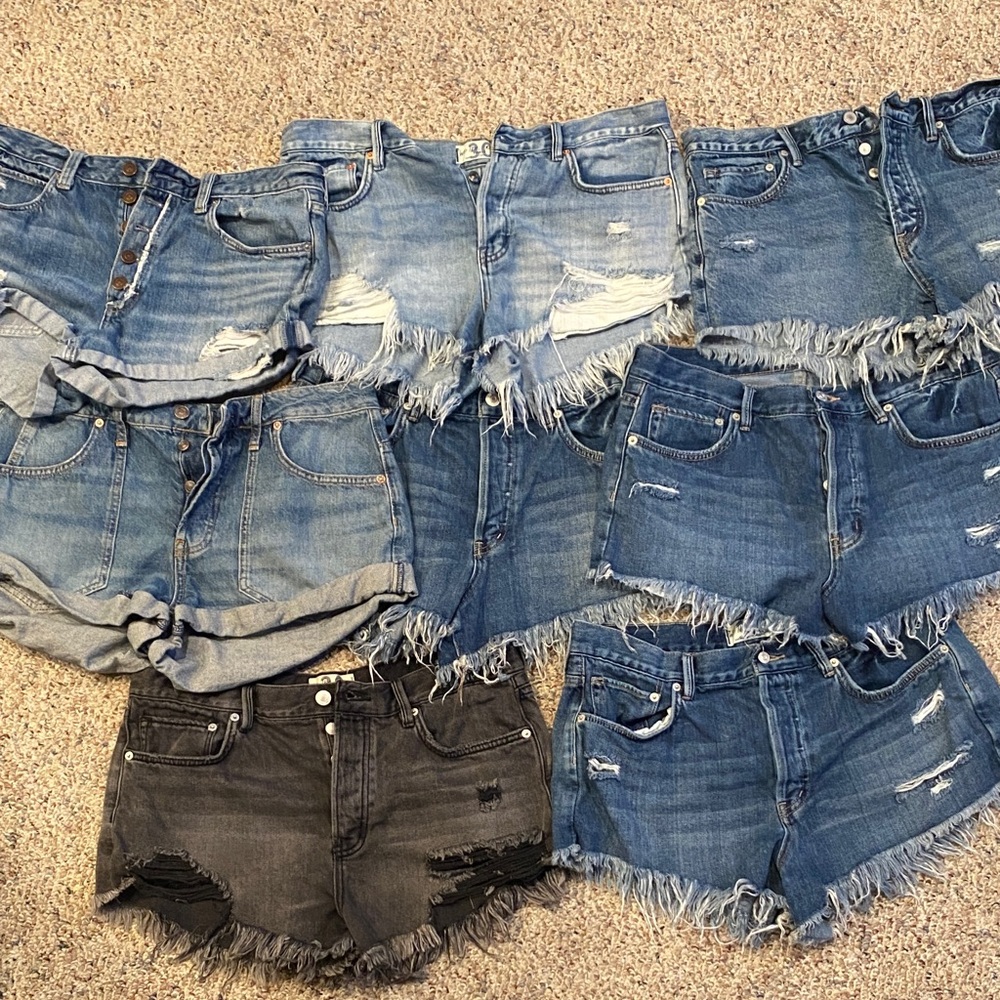 Free People We The Free Good Vibrations Lot of 8 Denim Shorts - Size 30